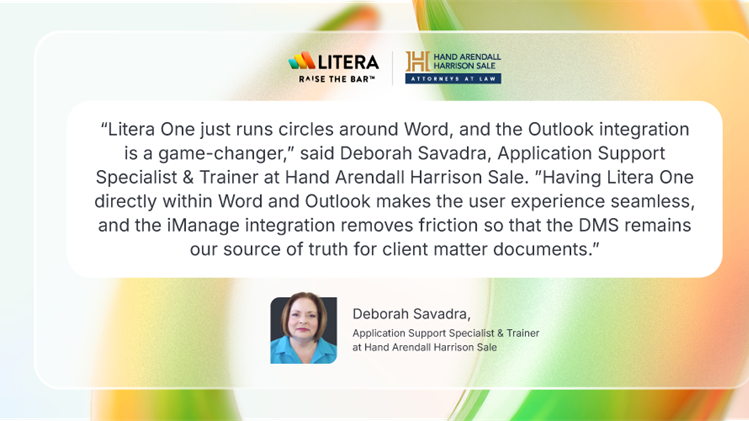 Hand Arendall Harrison Sale Transforms Document Workflows and Sees Immediate ROI with Litera’s AI-Powered Drafting and Compare