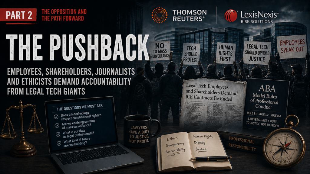 The Legal Tech Giants Powering ICE, Part 2 — The Pushback: Employees, Shareholders, Lawyers and the Fight Over May 31