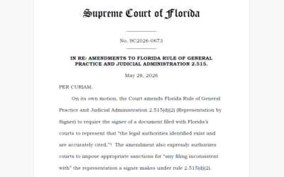 Florida Supreme Court Tackles AI Hallucinations with New Rule Applicable to All State Courts