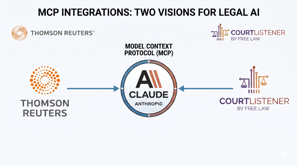 Two Legal Research Providers Launch MCP Integrations with Claude: Thomson Reuters and Free Law Project Connect Their Data to AI